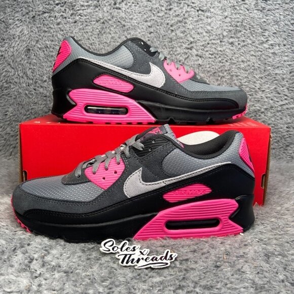 Nike Air Max 90 Wolf Grey Hyper Pink Size 10 Men Sneakers DM0029-010 - Picture 1 of 8
